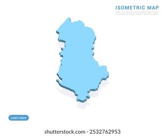 Albania map blue on white background with isometric vector.