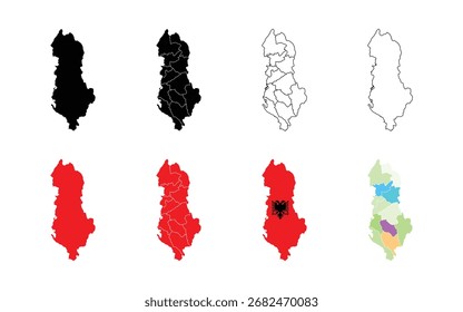 Albania mapa conjunto de Vectores de colección