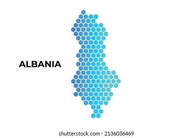 Albania mapea la forma del hexágono digital en la ilustración del vector de fondo blanco