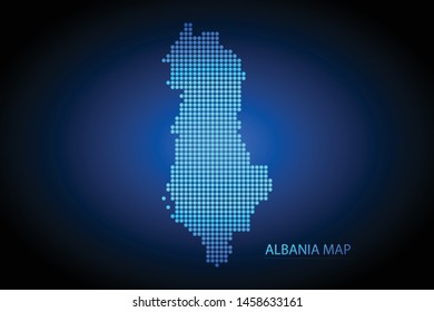 Albania map dotted style. Vector illustration isolated. Map of Europe. Symbol for your web site design map logo, app, ui, Travel vector eps10, concept Illustration.