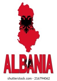 Albania map flag and text vector illustration