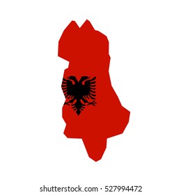 Albania map and flag in white background