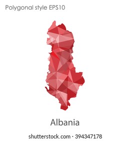 Albania map in geometric polygonal style.Abstract gems triangle,modern design background.