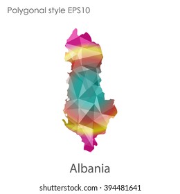 Albania map in geometric polygonal style.Abstract gems triangle,modern design background.