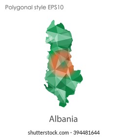 Albania map in geometric polygonal style.Abstract gems triangle,modern design background.