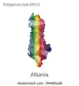 Albania map in geometric polygonal style.Abstract gems triangle,modern design background.