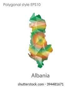Albania map in geometric polygonal style.Abstract gems triangle,modern design background.