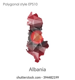Albania map in geometric polygonal style.Abstract gems triangle,modern design background.