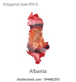 Albania map in geometric polygonal style.Abstract gems triangle,modern design background.