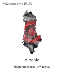 Albania map in geometric polygonal style.Abstract gems triangle,modern design background.