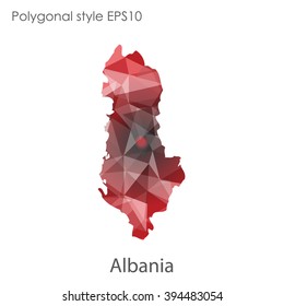Albania map in geometric polygonal style.Abstract gems triangle,modern design background.
