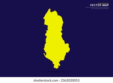 Albania map - High Detailed. Yellow color on dark background. Abstract design vector.