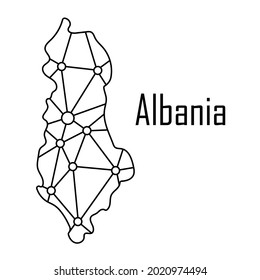 Albania map icon, vector illustration in black isolated on white background.