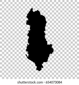 Albania map isolated on transparent background. Black map for your design. Vector illustration, easy to edit.