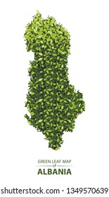 albania map made up of green leaf on white background vector illustration of a forest is conceptual of the global green environmental issues worldwide