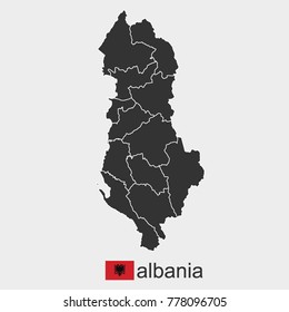 albania map on black on white background.vector illustration.