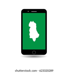 Albania Map On Mobile Phone Green Screen For Business, Education or Presentation