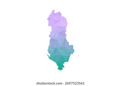 Albânia Mapa Polygon Style Vetor Ilustração em roxo e ciano Gradiente, baixo Poly Geometric Design, Isolado no fundo branco para infográficos e projetos.
