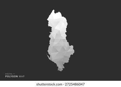 Albania Mapa - Ilustración vectorial de estilo polígono en diseño geométrico de bajo poli negro, gris y blanco, silueta mínima, aislado para infografía.