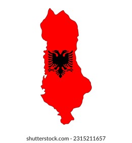 Albania map silhouette with flag isolated on white background