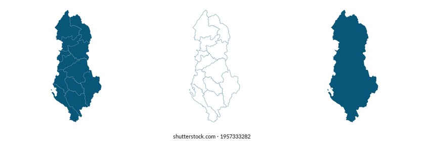 Albania map. Stylized vector map illustration with cities, administrative divisions