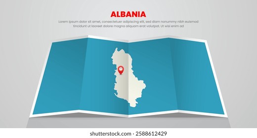 Albania map travel with capital pin tag location design Illustration