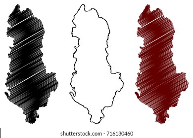 Albania map vector illustration, scribble sketch Albania