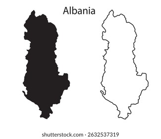 Albania map vector illustration, Albania map silhouette, Albania country Landscape, Black and white Albania map