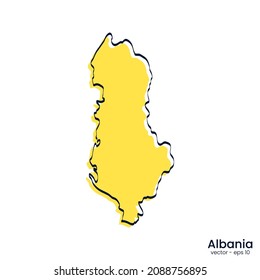Albania map vector illustration template design. Outline style.