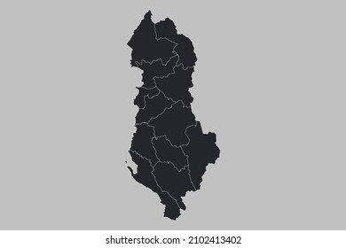 Albania map vector, isolated on gray background