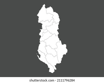 Mapa vectorial de Albania, aislado en fondo gris