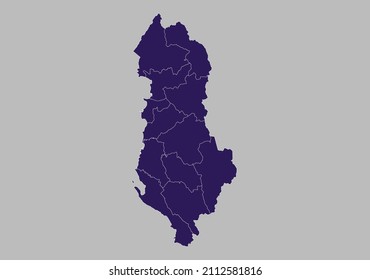 Albania map vector, Isolated on gray background
