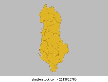 Albania map vector, Isolated on gray background