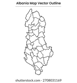 Albania Map Vector Outline Editable Country Silhouette with Districts