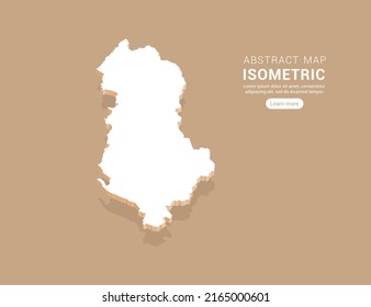 Albania map white on brown background with isometric vector.
