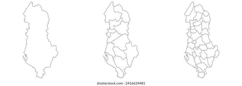 Albania map. Map of Albania in white set