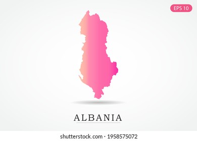Albania Map - World Map International vector template with Pink gradient color isolated on white background - Vector illustration eps 10