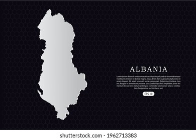 Albania Map - World Map International vector template with White Color isolated on hexagon background - Vector illustration eps 10