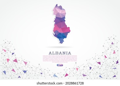 Albanien-Karte - Weltkarte Internationale Vektorgrafik-Vorlage mit mehrfarbigem rosafarbenem Farbverlauf einzeln auf weißem Hintergrund für Bildung, Website, Banner, Infografik - Vektorgrafik eps10
