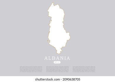 Albania Map - World Map International vector template with white color and thin gold outline graphic sketch style isolated on grey background for design - Vector illustration eps 10