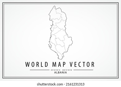 Albania Map - World Map International vector template with High detailed thin black line and outline graphic sketch style isolated on white background - Vector illustration eps 10