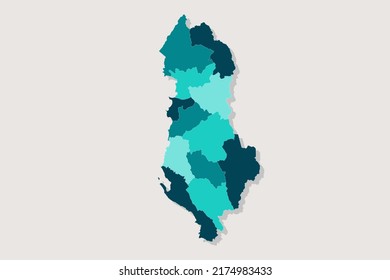 Albania Map - World Map International vector template with High detailed including blue and green outline color isolated on white background - Vector illustration eps 10