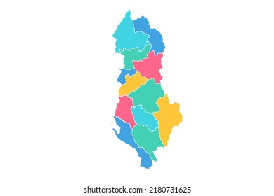 Albania Map - World Map International vector template with High detailed including blue, green, pink, and yellow outline color isolated on white background - Vector illustration eps 10