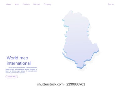 Mapa de Albania - Mapa mundial Modelo vectorial internacional con estilo isométrico que incluye sombra, color púrpura y azul aislado en fondo blanco para el diseño, sitio web - Ilustración vectorial eps 10