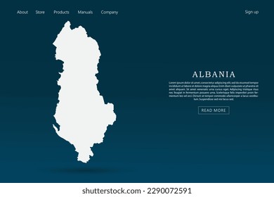 Albania Map - World map international vector template with 3d white color on dark blue and green gradient color background for website template design, infographic - Vector illustration eps 10