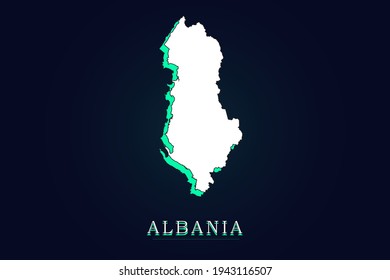 Albania Map - World map vector template with green and white  color gradient isolated on dark background - Vector illustration eps 10