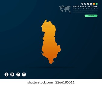 Albania map of Yellow and orange gradient on dark background vector.