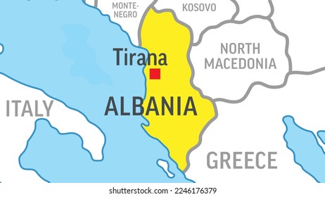 Albania Map. Zoom on World Map. Vector Illustration