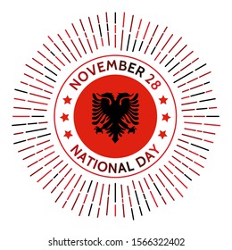 Albania national day badge. Declared by Ismail Qemal Vlora in 1912 and signaled the end of five centuries of Ottoman rule. Celebrated on November 28.