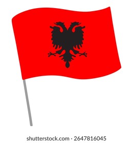 Bandeira nacional da Albânia flutters com mastro